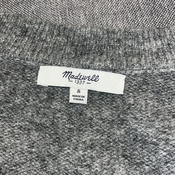 Madewell Leather Trim Cardigan Small excellent pre-owned condition.  Lambs wool. - Picture 6 of 8